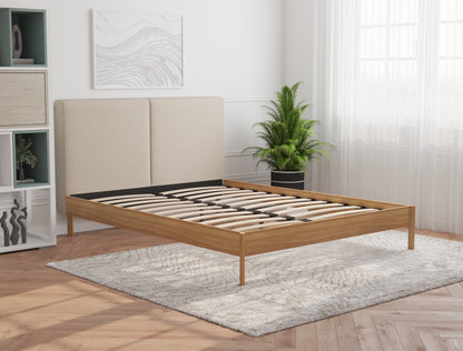 Isaak Beige White Oak Natural Bed Frame