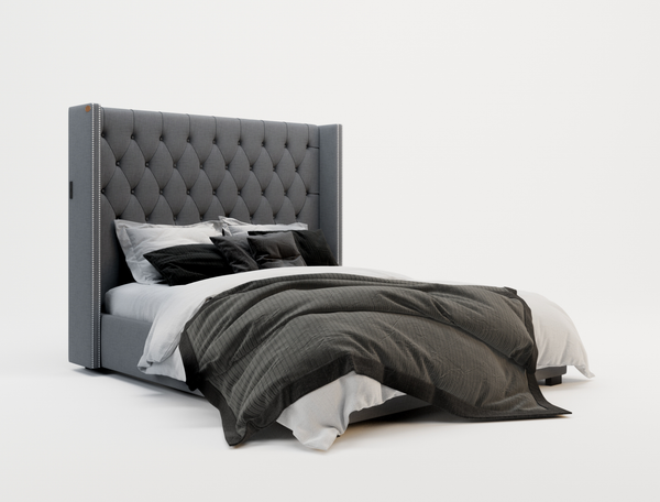 Bologna Grey Fabric Double Bed Frame