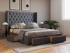 top view of a queen bed frame with mattress and pillows in a bedroom from Isaak 2