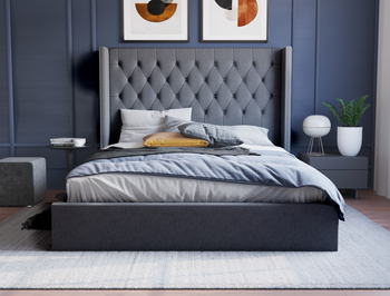 Bologna Grey Fabric Gas Lift King Bed Frame