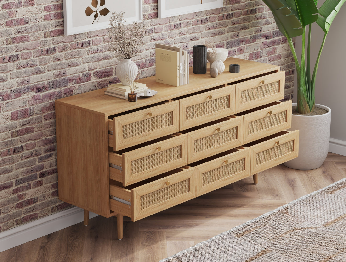 Miller Rattan 9 Drawer Chest of Drawers