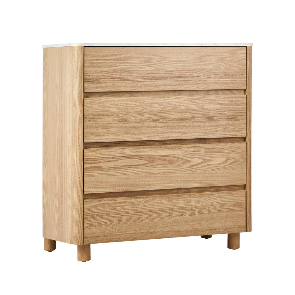 Arlo 4 Chest of Drawers Dresser Faux Marble Top Natural