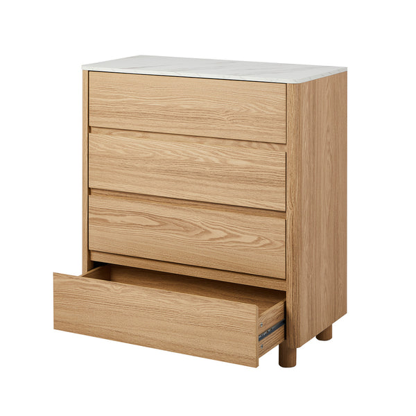 Arlo 4 Chest of Drawers Dresser Faux Marble Top Natural