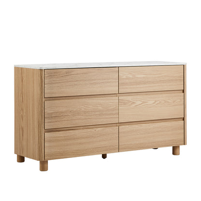 Arlo 6 Chest of Drawers Dresser Faux Marble Top Natural