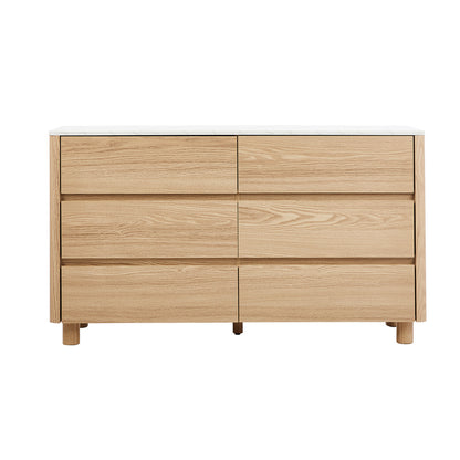 Arlo 6 Chest of Drawers Dresser Faux Marble Top Natural