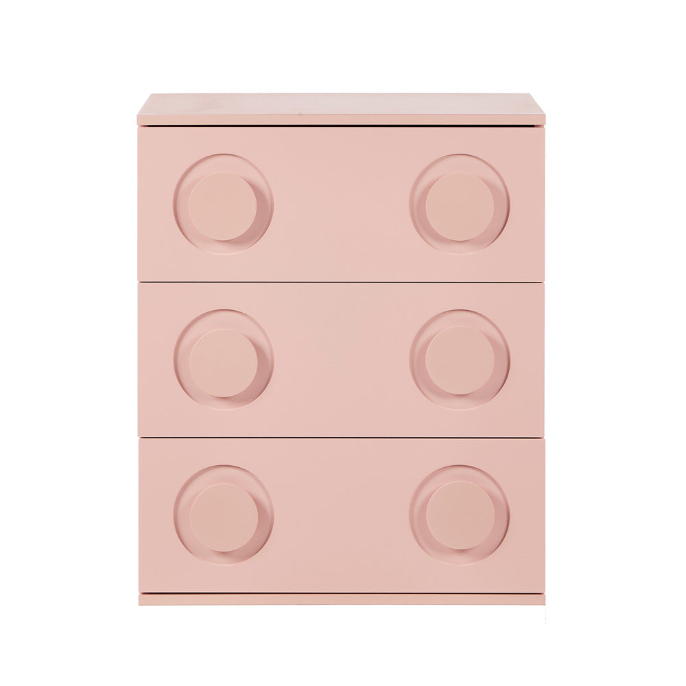Haven 3 Chest of Drawers Cabinet Bedroom Dresser Night Stand Pink