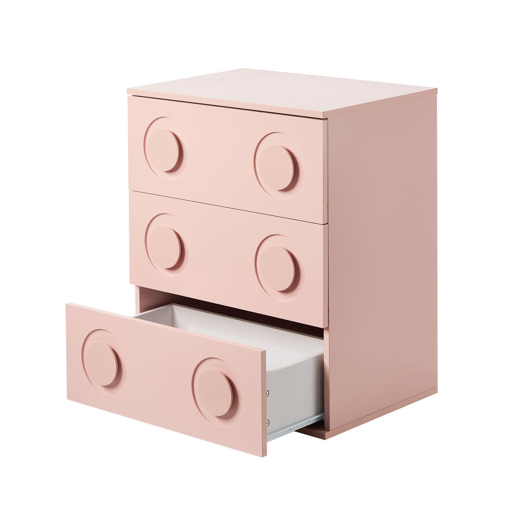 Haven 3 Chest of Drawers Cabinet Bedroom Dresser Night Stand Pink