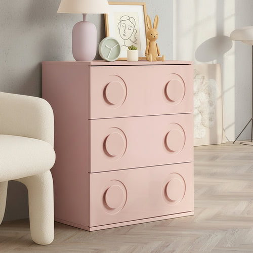 Haven 3 Chest of Drawers Cabinet Bedroom Dresser Night Stand Pink