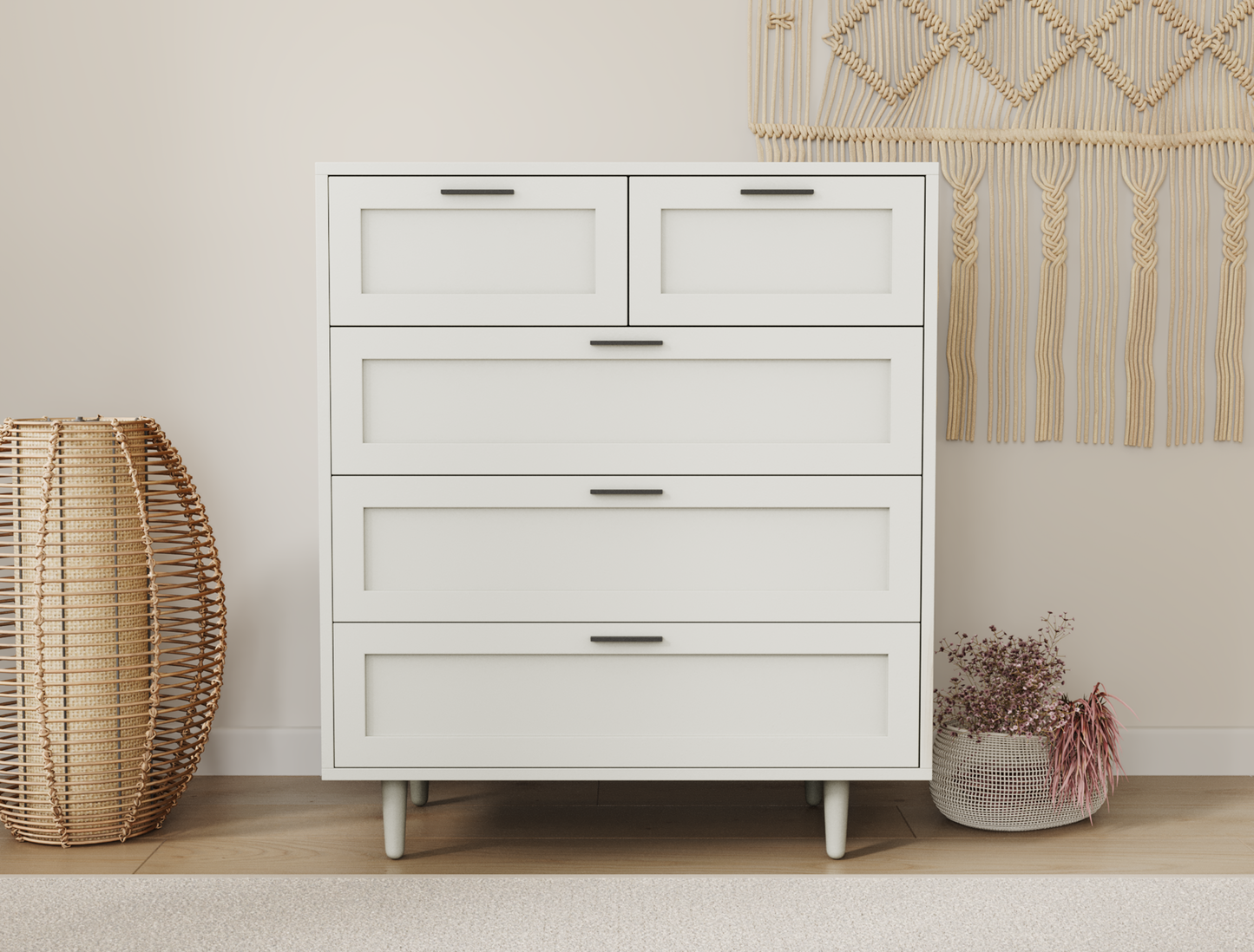 Kenzo White 5 Chest of Drawers