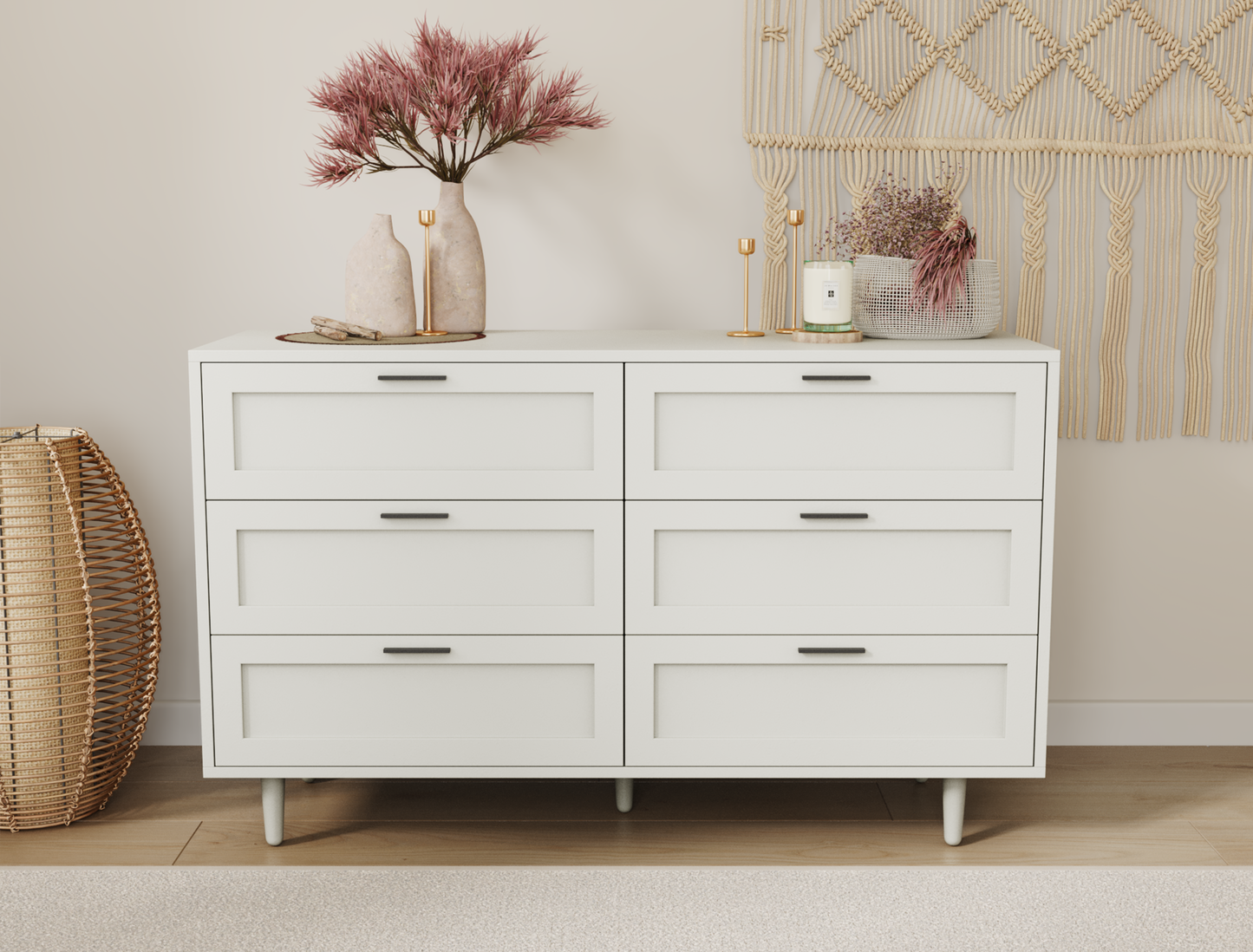 Kenzo White 6 Chest of Drawers