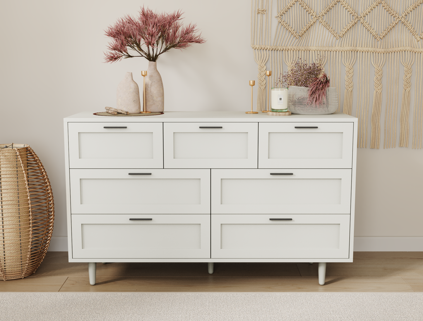 Kenzo White 7 Chest of Drawers