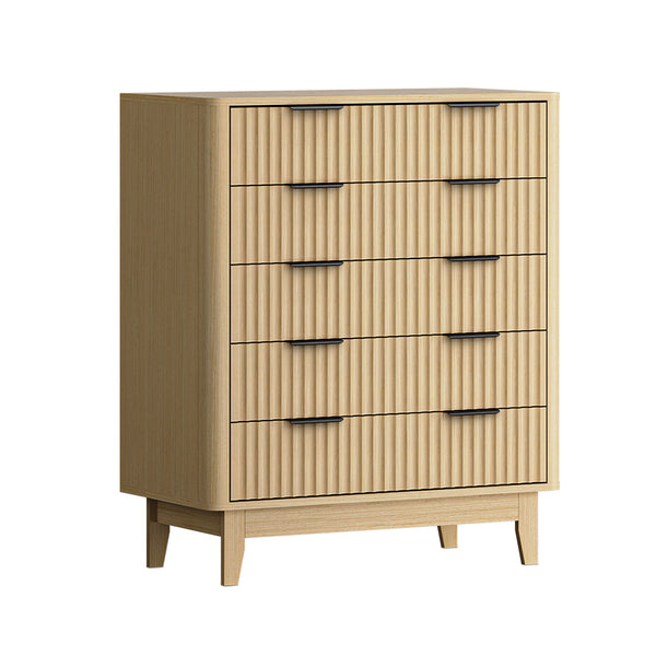 Lumi 5 Chest of Drawers Dressers Tallboy Stripe Natural