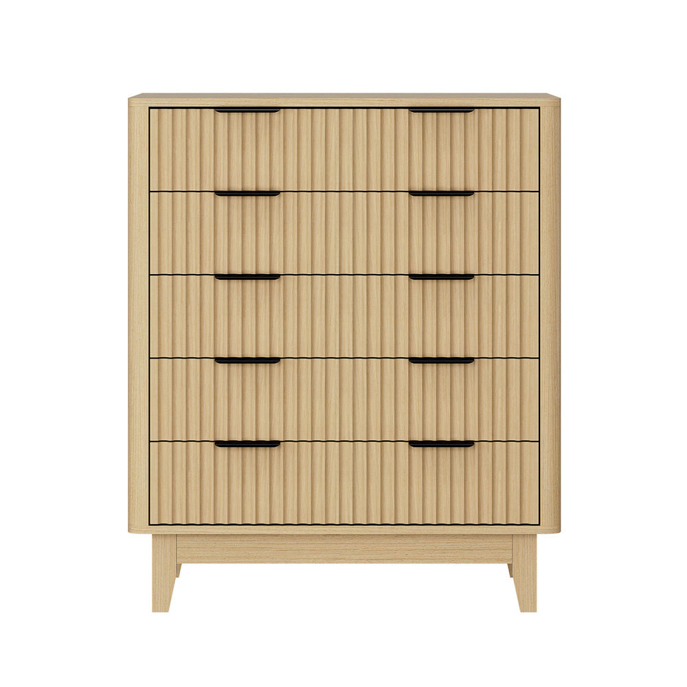 Lumi 5 Chest of Drawers Dressers Tallboy Stripe Natural