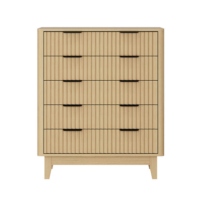 Lumi 5 Chest of Drawers Dressers Tallboy Stripe Natural