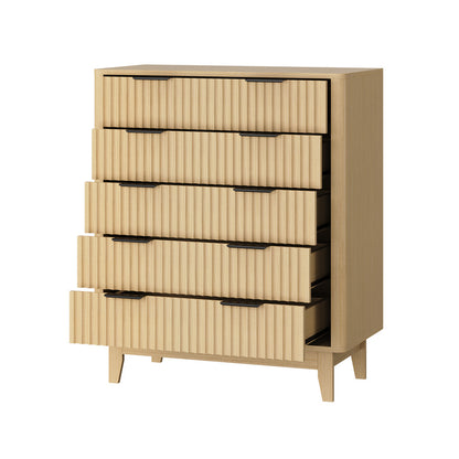 Lumi 5 Chest of Drawers Dressers Tallboy Stripe Natural