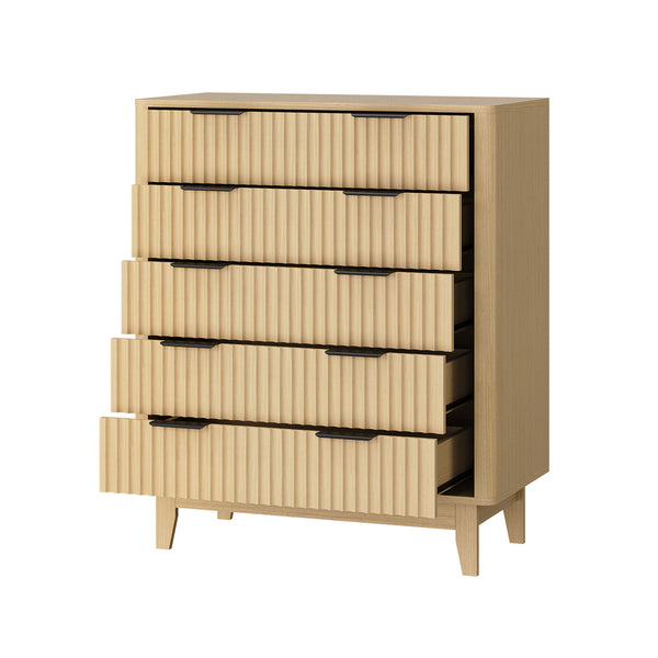 Lumi 5 Chest of Drawers Dressers Tallboy Stripe Natural