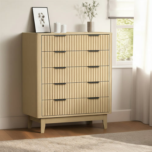 Lumi 5 Chest of Drawers Dressers Tallboy Stripe Natural