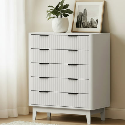 Lumi 5 Chest of Drawers Dressers Tallboy Stripe White