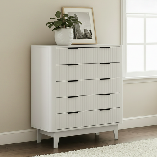 Lumi 5 Chest of Drawers Dressers Tallboy Stripe White