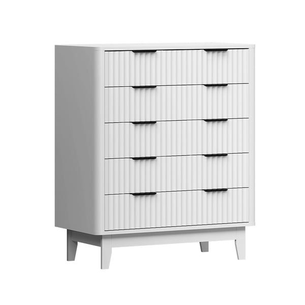 Lumi 5 Chest of Drawers Dressers Tallboy Stripe White
