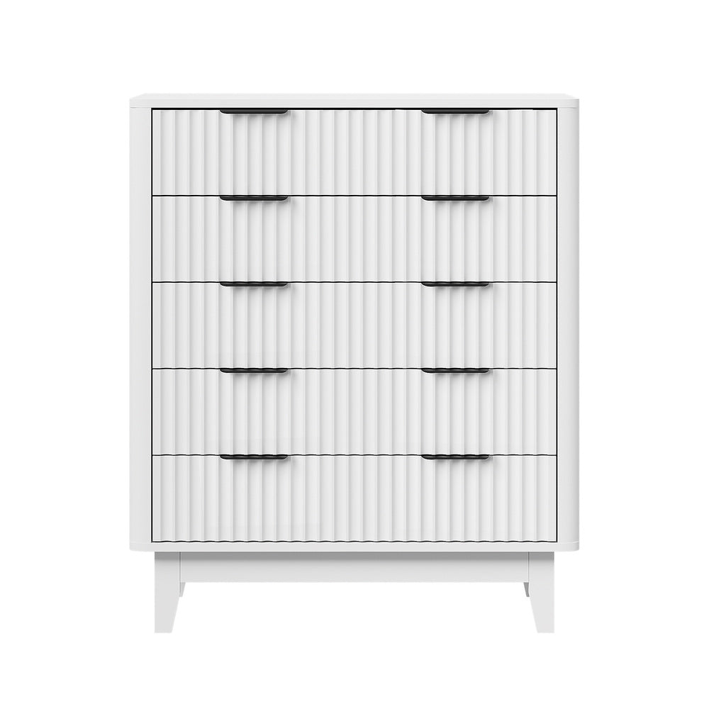 Lumi 5 Chest of Drawers Dressers Tallboy Stripe White