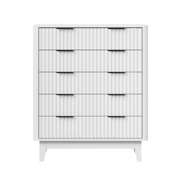 Lumi 5 Chest of Drawers Dressers Tallboy Stripe White