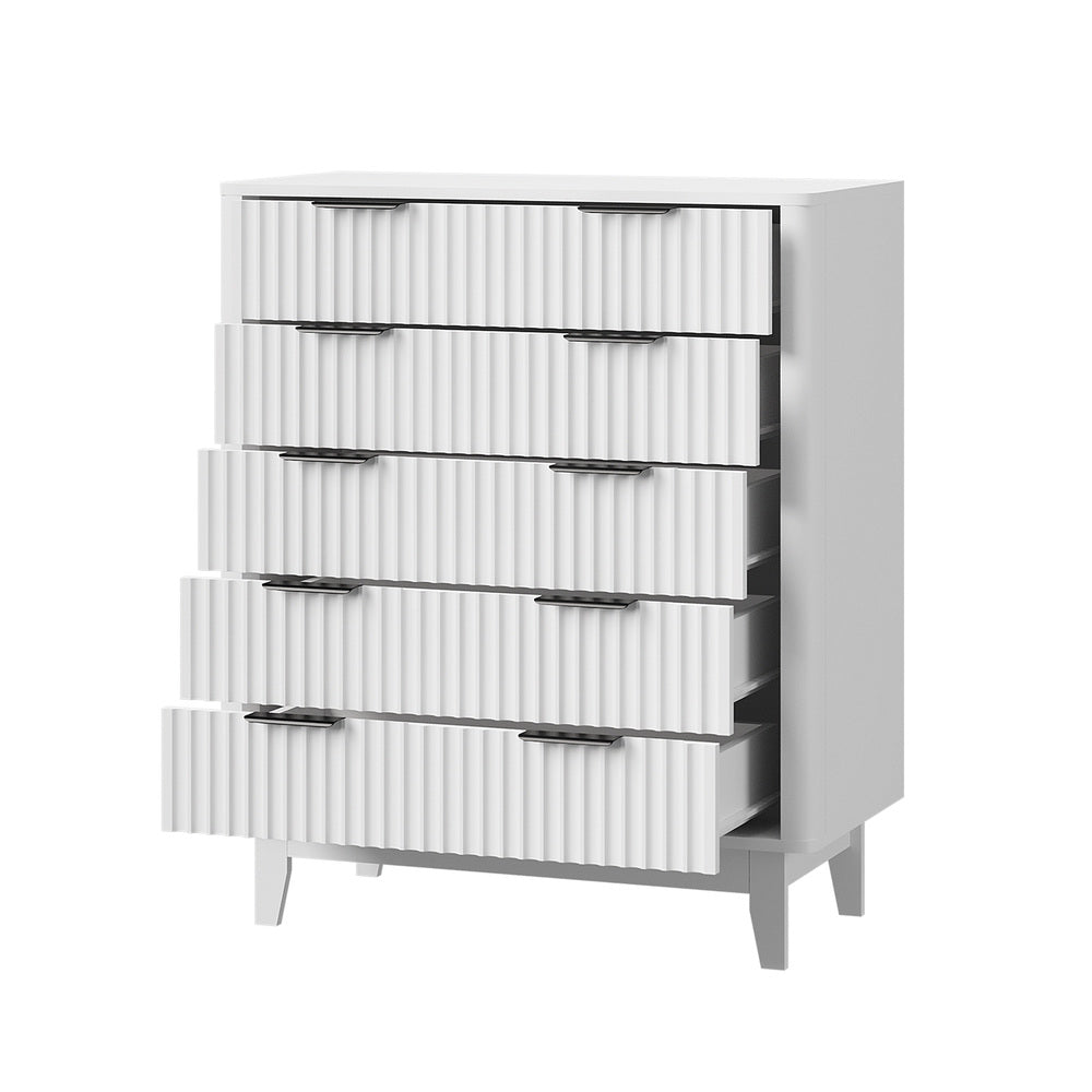 Lumi 5 Chest of Drawers Dressers Tallboy Stripe White
