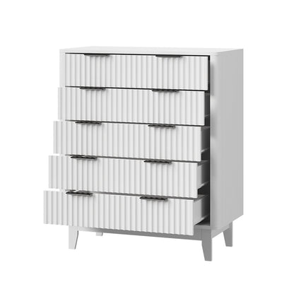 Lumi 5 Chest of Drawers Dressers Tallboy Stripe White