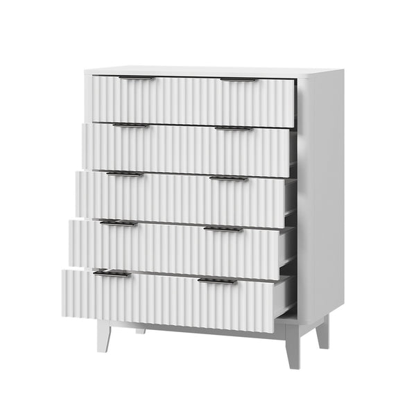 Lumi 5 Chest of Drawers Dressers Tallboy Stripe White