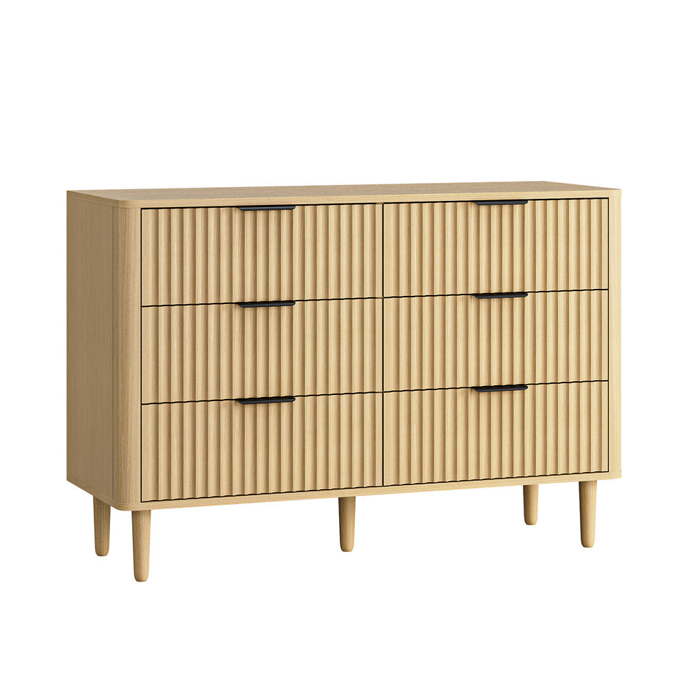 Lumi 6 Chest of Drawers Dressers Lowboy Stripe Natural
