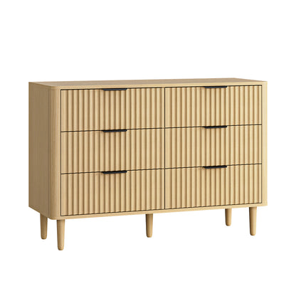 Lumi 6 Chest of Drawers Dressers Lowboy Stripe Natural