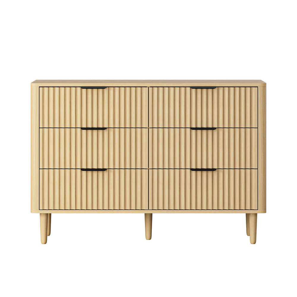 Lumi 6 Chest of Drawers Dressers Lowboy Stripe Natural
