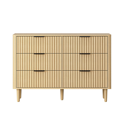 Lumi 6 Chest of Drawers Dressers Lowboy Stripe Natural