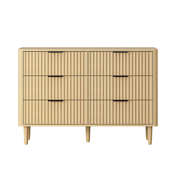 Lumi 6 Chest of Drawers Dressers Lowboy Stripe Natural