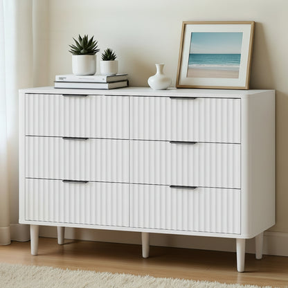 Lumi 6 Chest of Drawers Dressers Lowboy Stripe White
