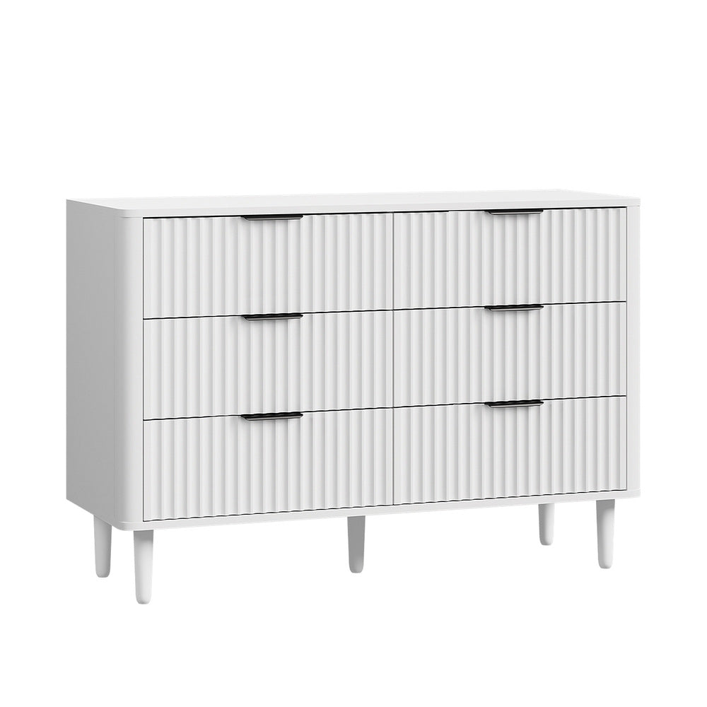 Lumi 6 Chest of Drawers Dressers Lowboy Stripe White