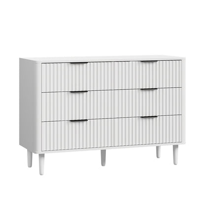 Lumi 6 Chest of Drawers Dressers Lowboy Stripe White