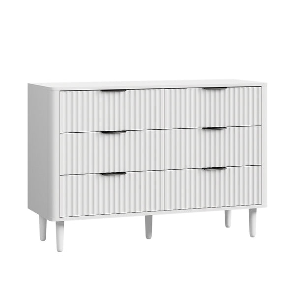 Lumi 6 Chest of Drawers Dressers Lowboy Stripe White