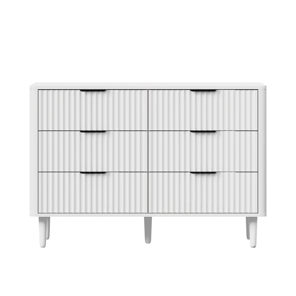 Lumi 6 Chest of Drawers Dressers Lowboy Stripe White