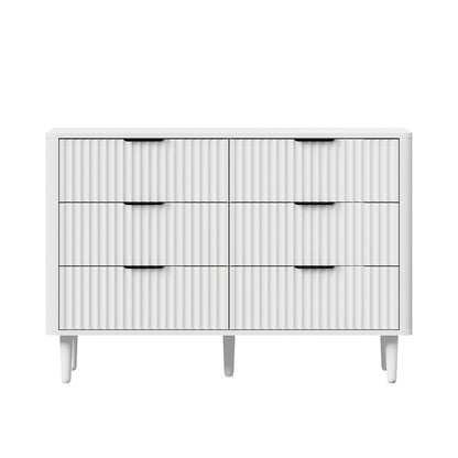 Lumi 6 Chest of Drawers Dressers Lowboy Stripe White