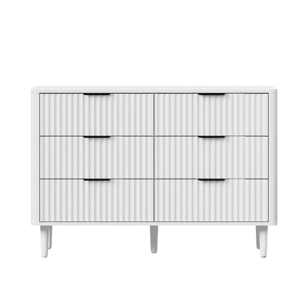 Lumi 6 Chest of Drawers Dressers Lowboy Stripe White