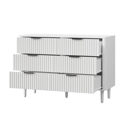 Lumi 6 Chest of Drawers Dressers Lowboy Stripe White