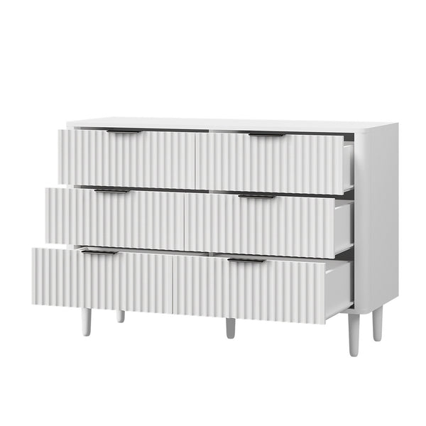 Lumi 6 Chest of Drawers Dressers Lowboy Stripe White