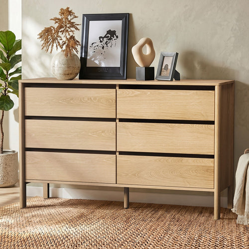 Opal 6 Chest Of Drawers Dresser Lowboy Handle-Free Natural