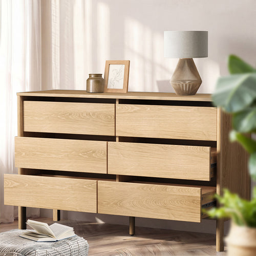 Opal 6 Chest Of Drawers Dresser Lowboy Handle-Free Natural