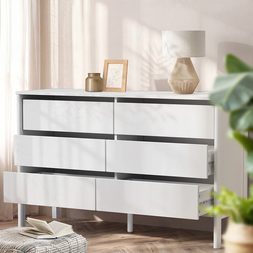 Opal Chest Of Drawers Dresser Lowboy Handle-Free White