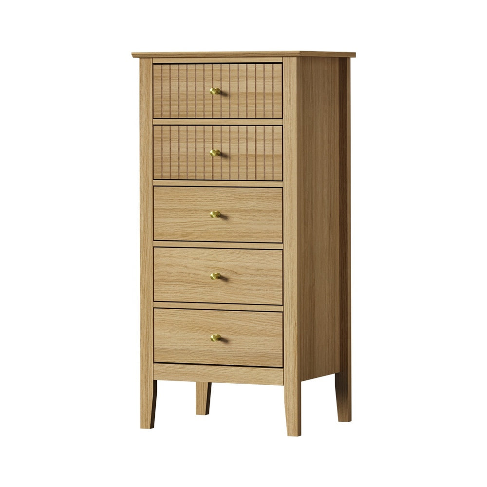 Nordic 5 Chest of Drawers Dresser Tallboy Storage Cabinet Natural