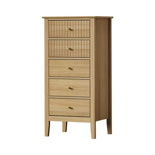 Nordic 5 Chest of Drawers Dresser Tallboy Storage Cabinet Natural