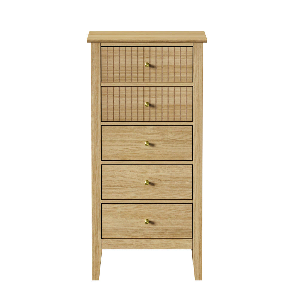 Nordic 5 Chest of Drawers Dresser Tallboy Storage Cabinet Natural