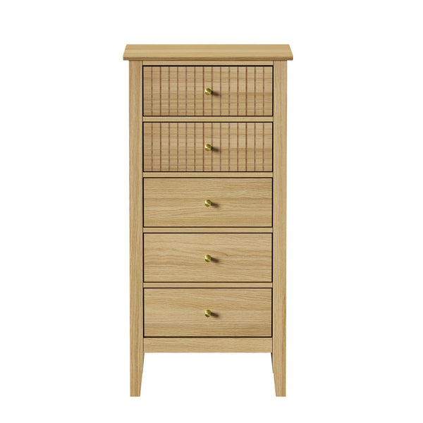 Nordic 5 Chest of Drawers Dresser Tallboy Storage Cabinet Natural